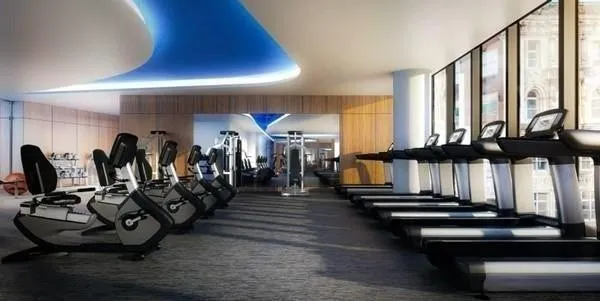 a view of a room with gym equipment