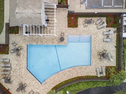 a view of a building with a street