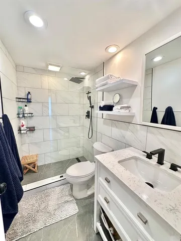 a bathroom with a sink a toilet and vanity