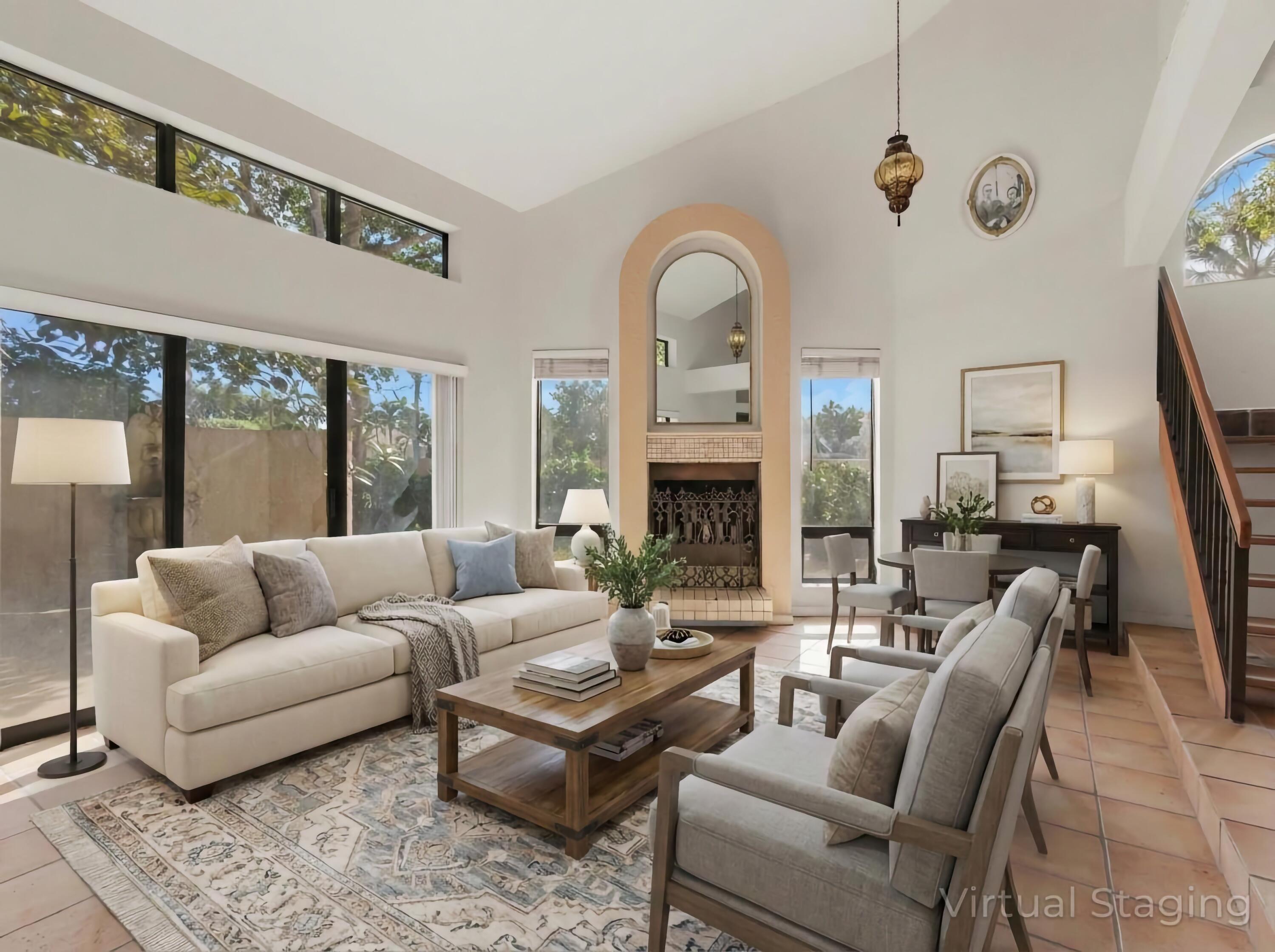 22511 Meridiana Drive Boca Raton, FL 33433 - Photo 35 of 40 a living room with furniture fireplace and a large window