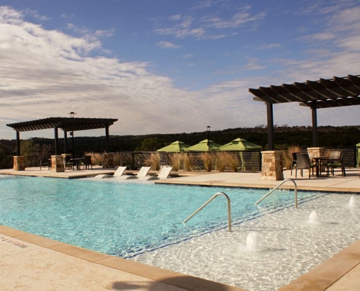 19005 Fernando Trail Austin, TX 78738 - Photo 24 of 26 Community pool with a pergola, a patio area, and outdoor dining area