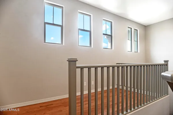 a view of staircase with window