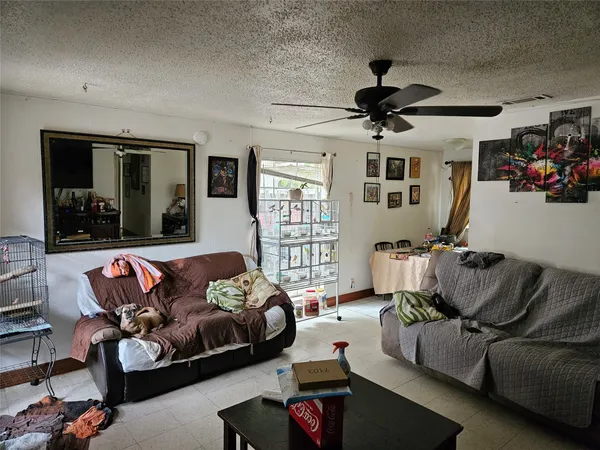 a view of a storage room with furniture