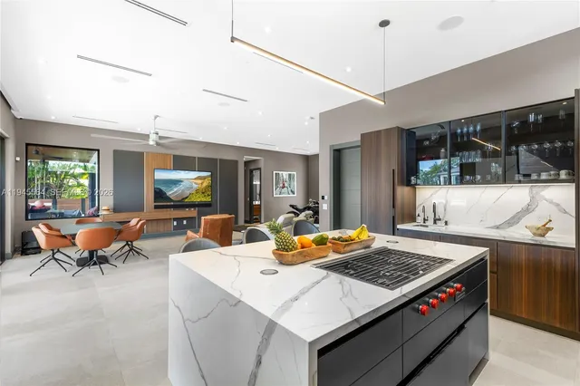 a view of a livingroom with furniture and windows