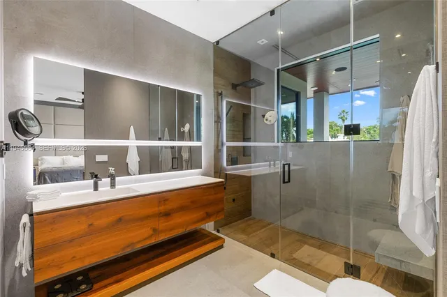 a swimming pool with outdoor seating and yard