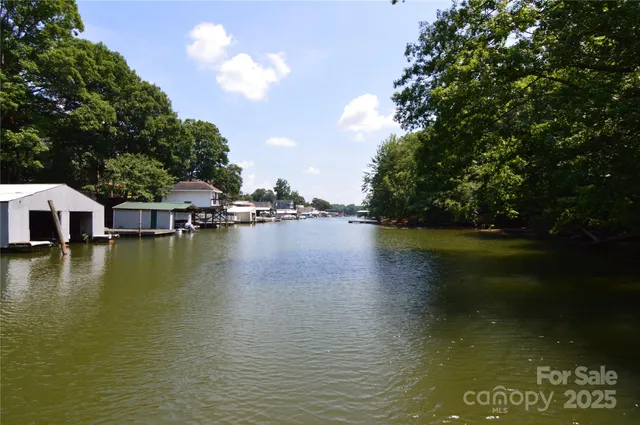 a view of a lake with houses