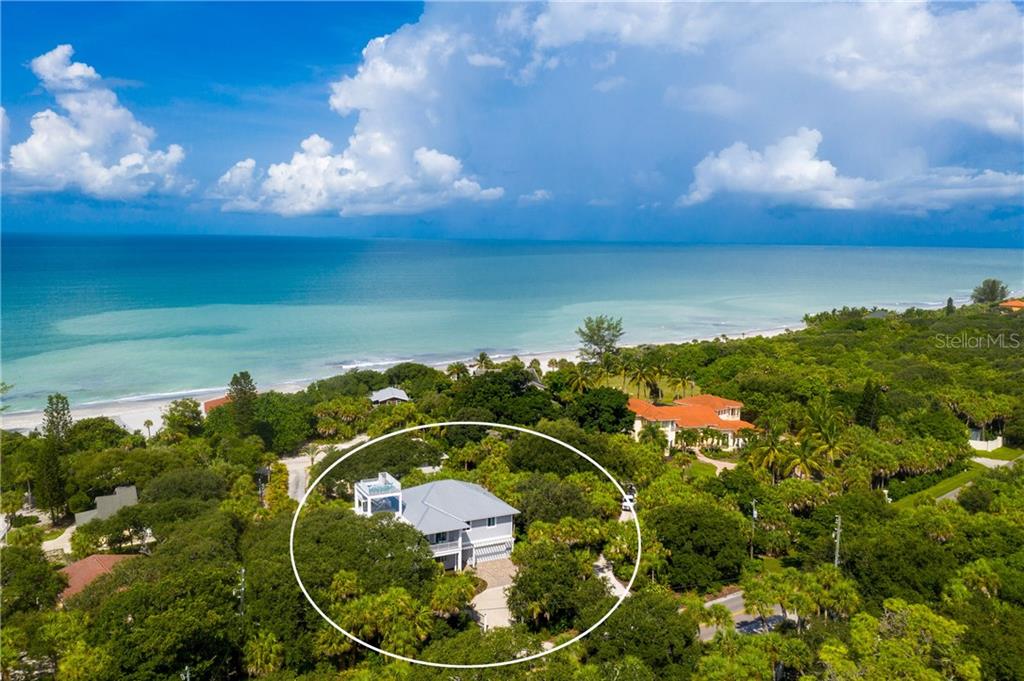 6130 Manasota Key Road Englewood, FL 34223 - Photo 1 of 1 Aerial view of the front of the home looking toward the Gulf of Mexico.