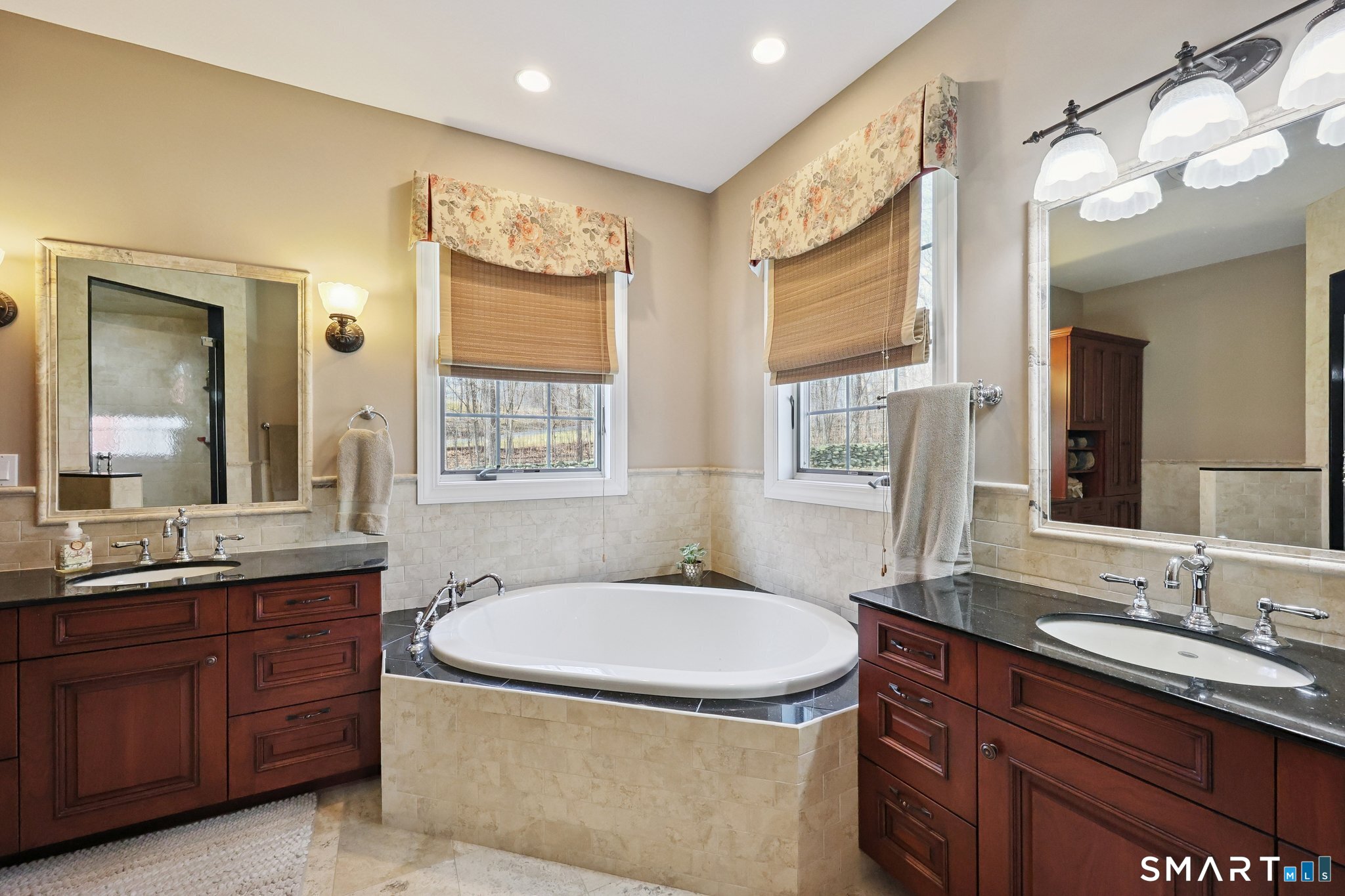 15 Mains Way Preston, CT 06365 - Photo 20 of 40 a bathroom with a granite countertop sink toilet and mirror