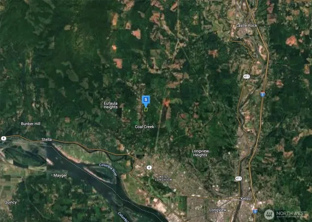 a backyard of a house with lots of trees