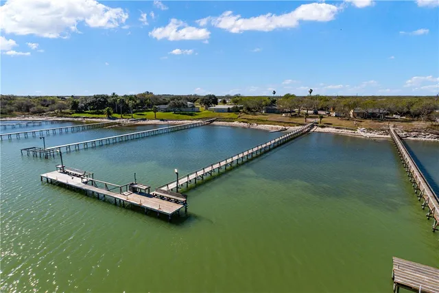 a view of a lake with houses