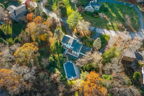 a view of a garden with an outdoor space
