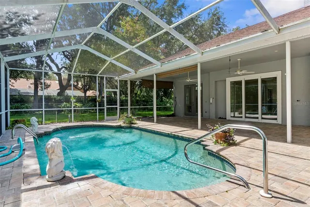 a view of a park with a slide