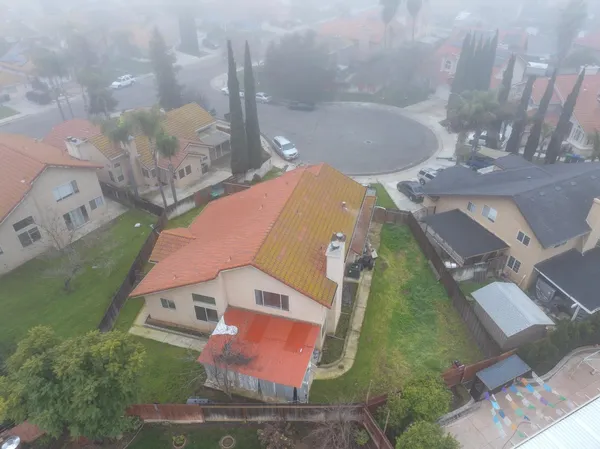 an aerial view of a house