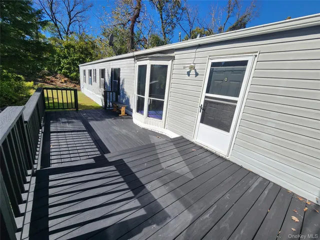a view of a wooden deck