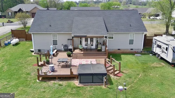 an aerial view of a house