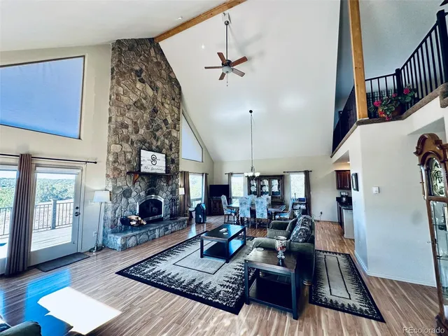 a living room with lots of furniture