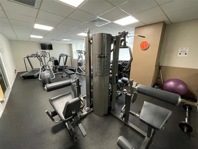 a view of a room with gym equipment