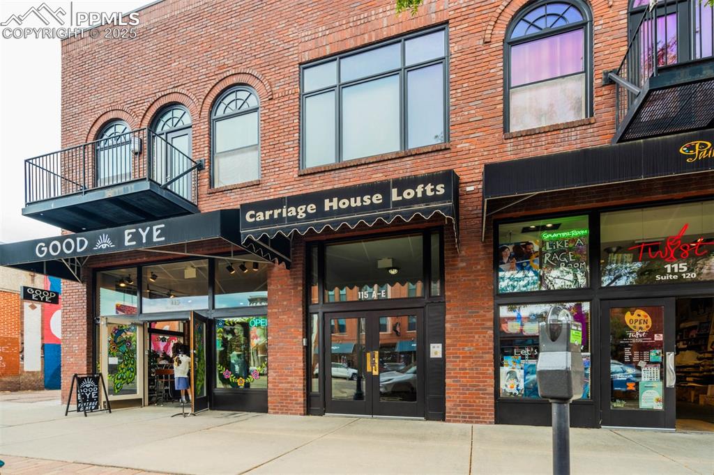 a view of a building with a window