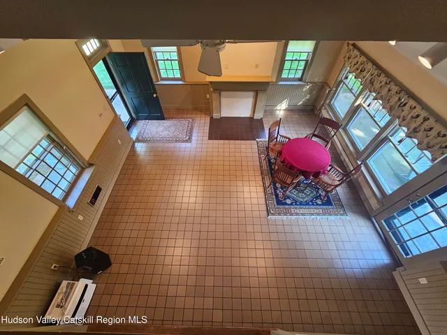 an empty room with windows