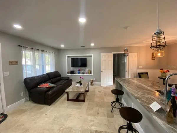 a living room with furniture