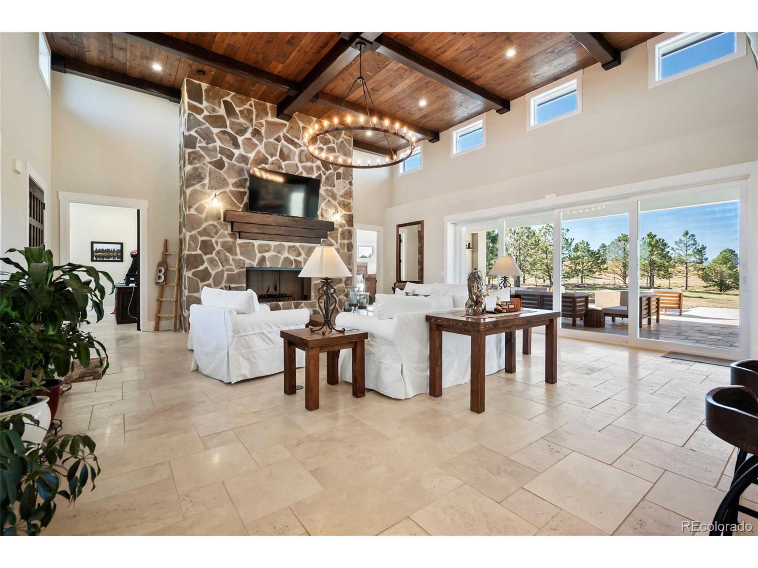 4694 Settlers Ridge Road Colorado Springs, CO 80908 - Photo 3 of 43 a living room with furniture and a fireplace