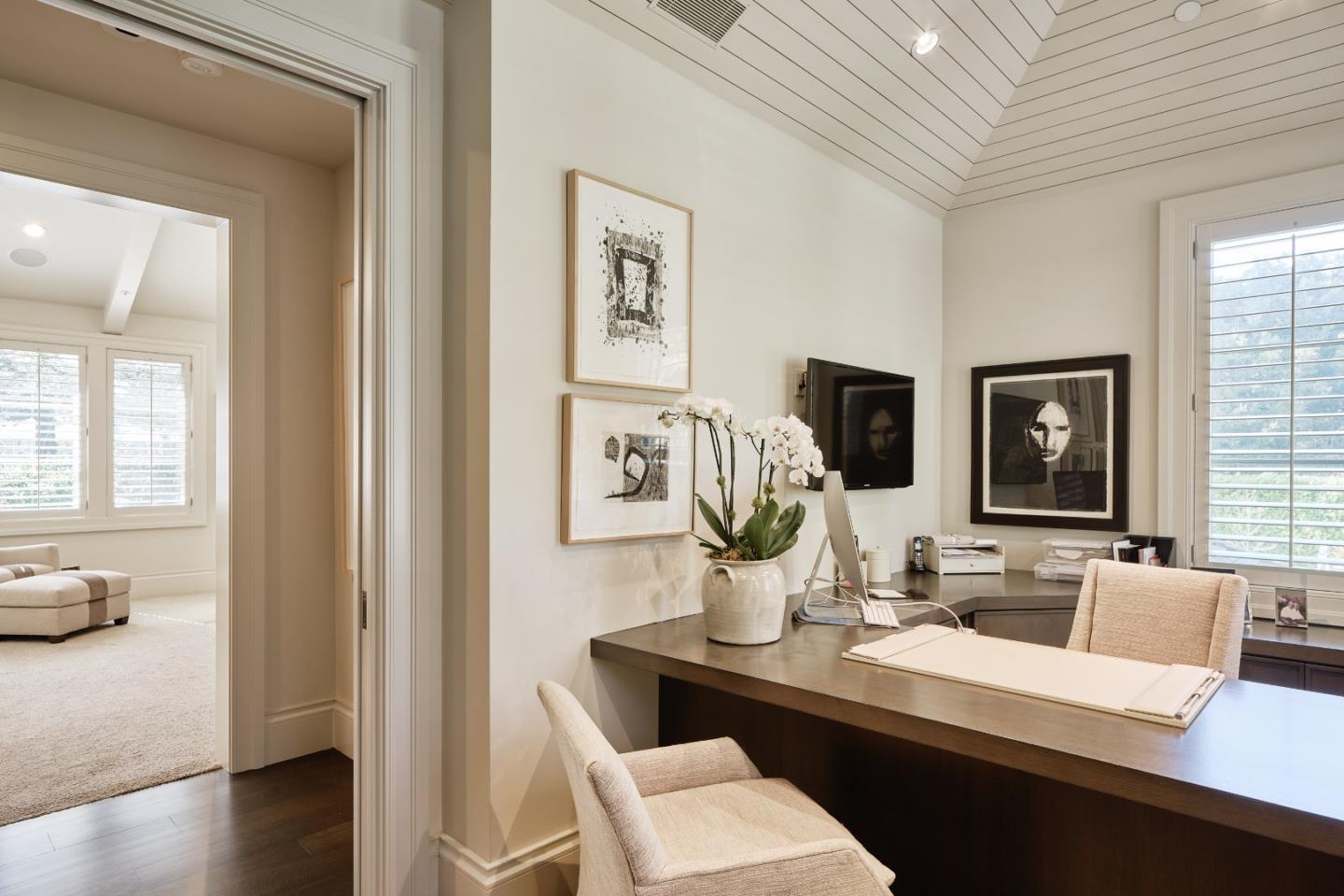 138 Almendral Avenue Atherton, CA 94027 - Photo 23 of 44 a view of a dining room with furniture and wooden floor