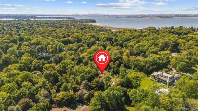 a view of a street with an ocean view