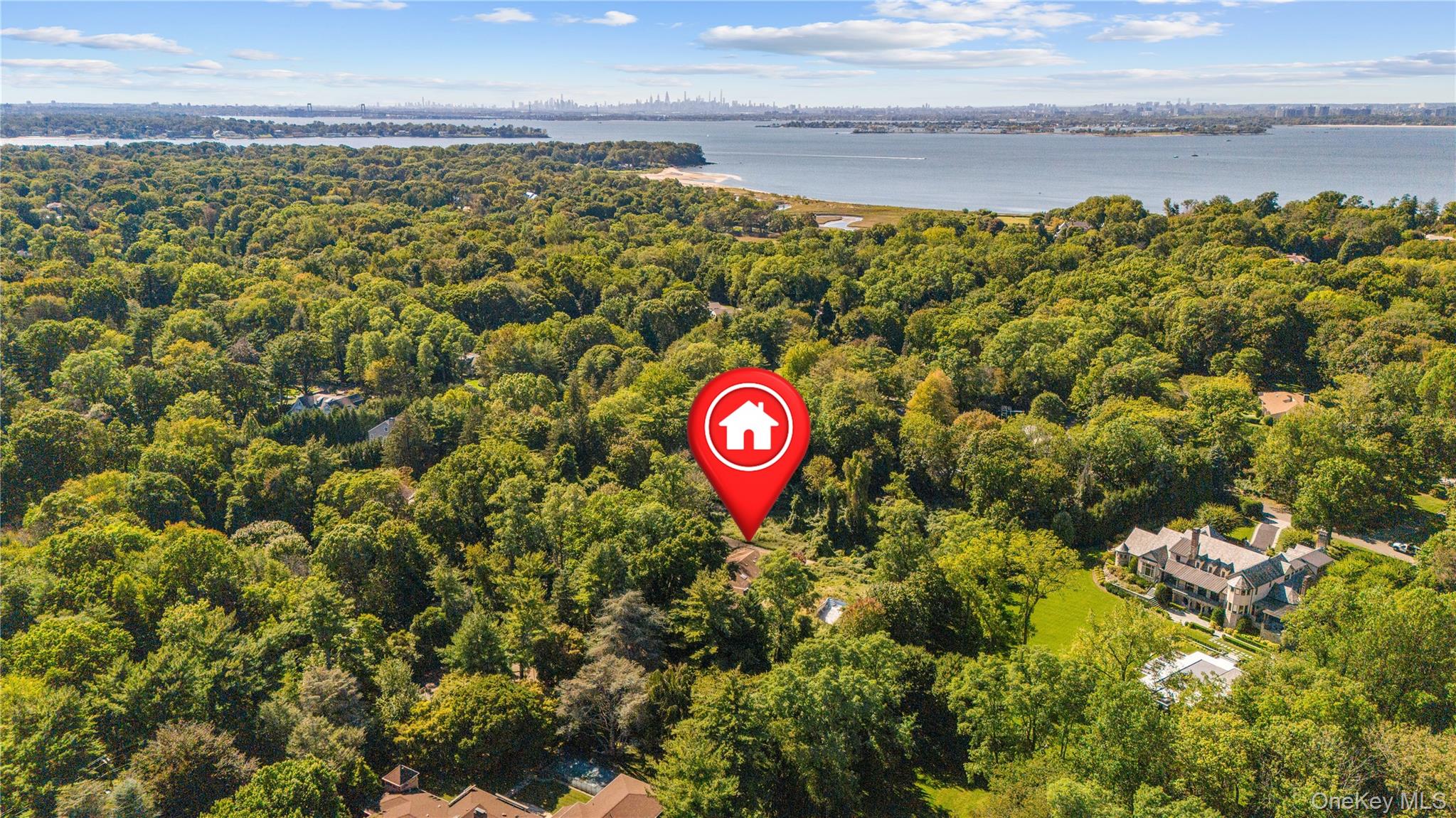 a view of a street with an ocean view