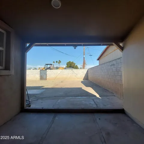 a view of a yard and ocean view