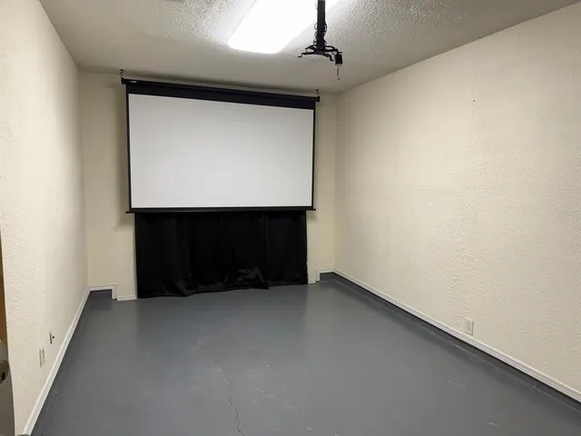 a room with a fireplace