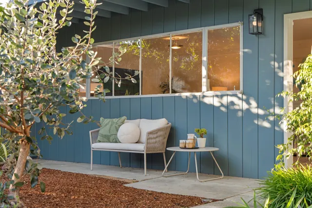 a view of an outdoor space with table and chair