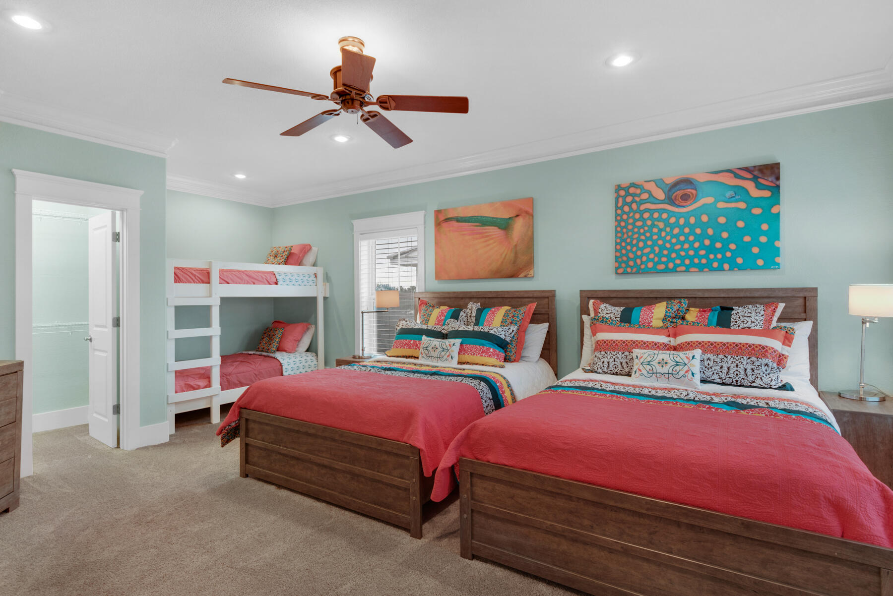 18 Merri Way Santa Rosa Beach, FL 32459 - Photo 34 of 49 a bedroom with two beds and a chandelier