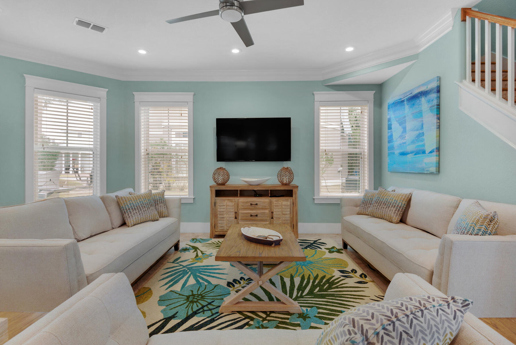 18 Merri Way Santa Rosa Beach, FL 32459 - Photo 6 of 49 a living room with furniture a large window and a flat screen tv