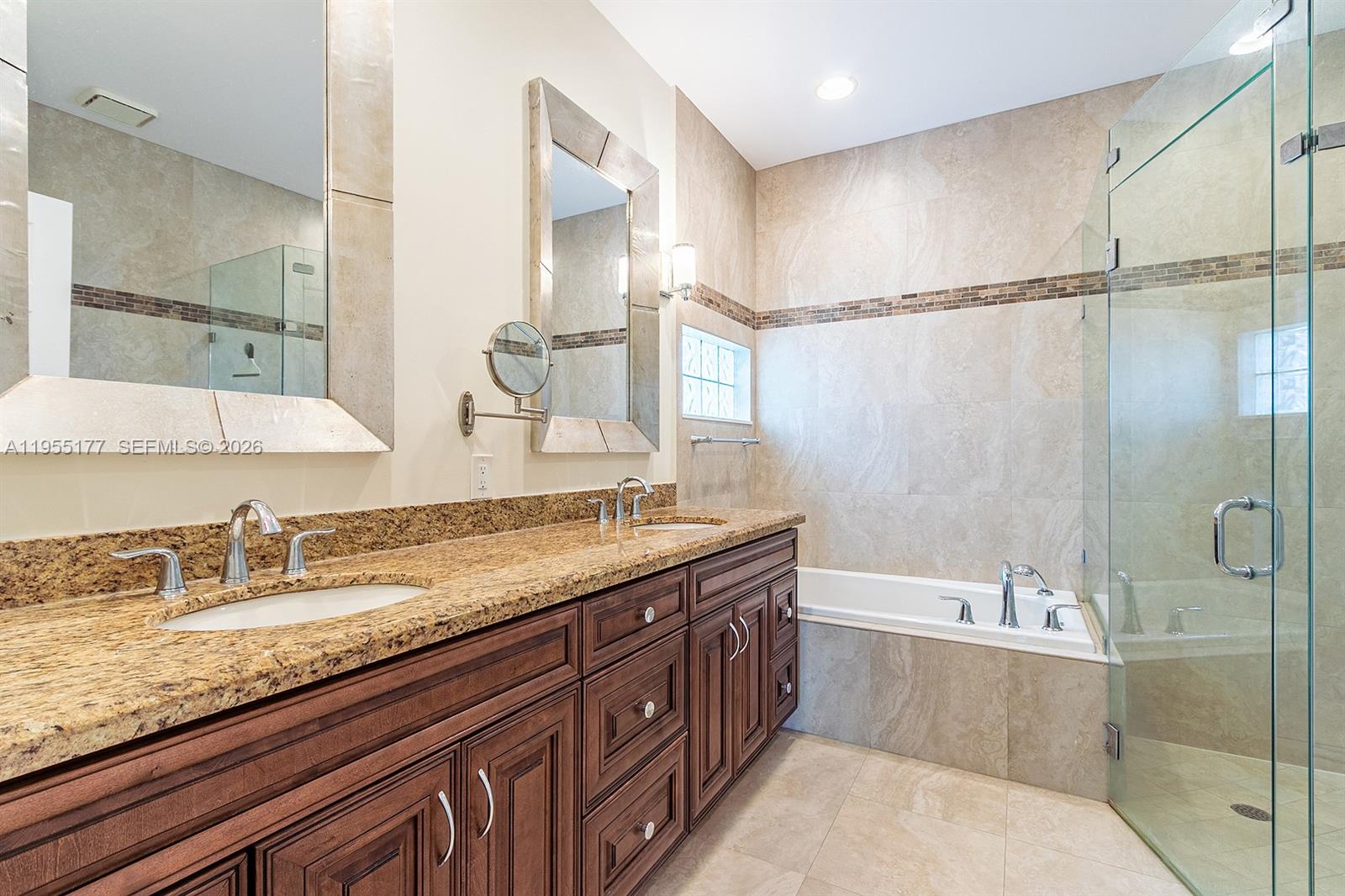 7387 Panache Way Boca Raton, FL 33433 - Photo 20 of 53 a bathroom with a granite countertop sink mirror and shower