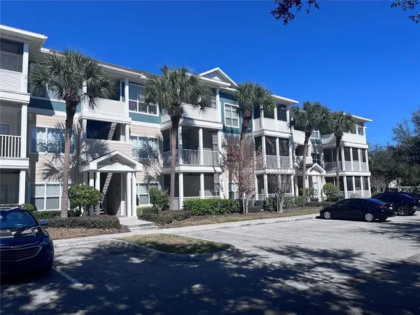 a front view of a building with street view