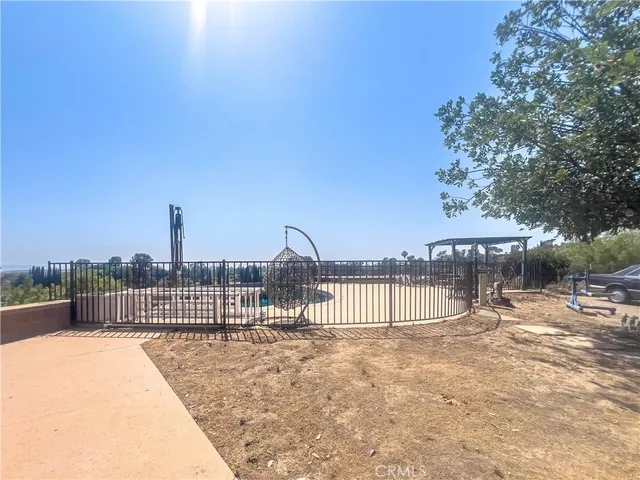 a view of a terrace with a bench