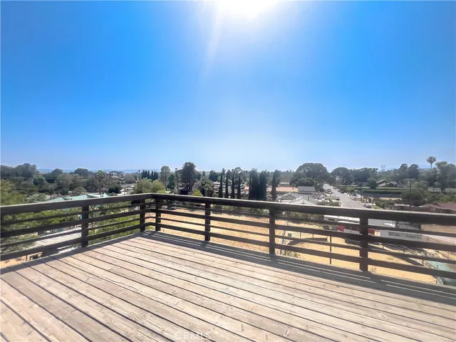 a view of a terrace with a bench