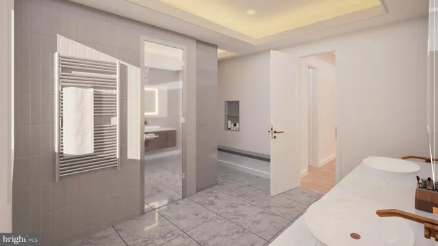 a view of a bathroom with tub and shower