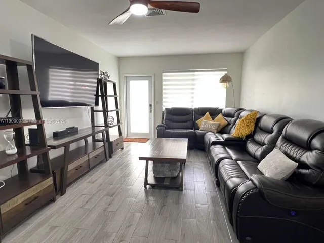 a living room with furniture