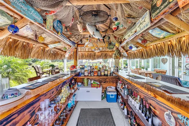 an aerial view of a house with a garden
