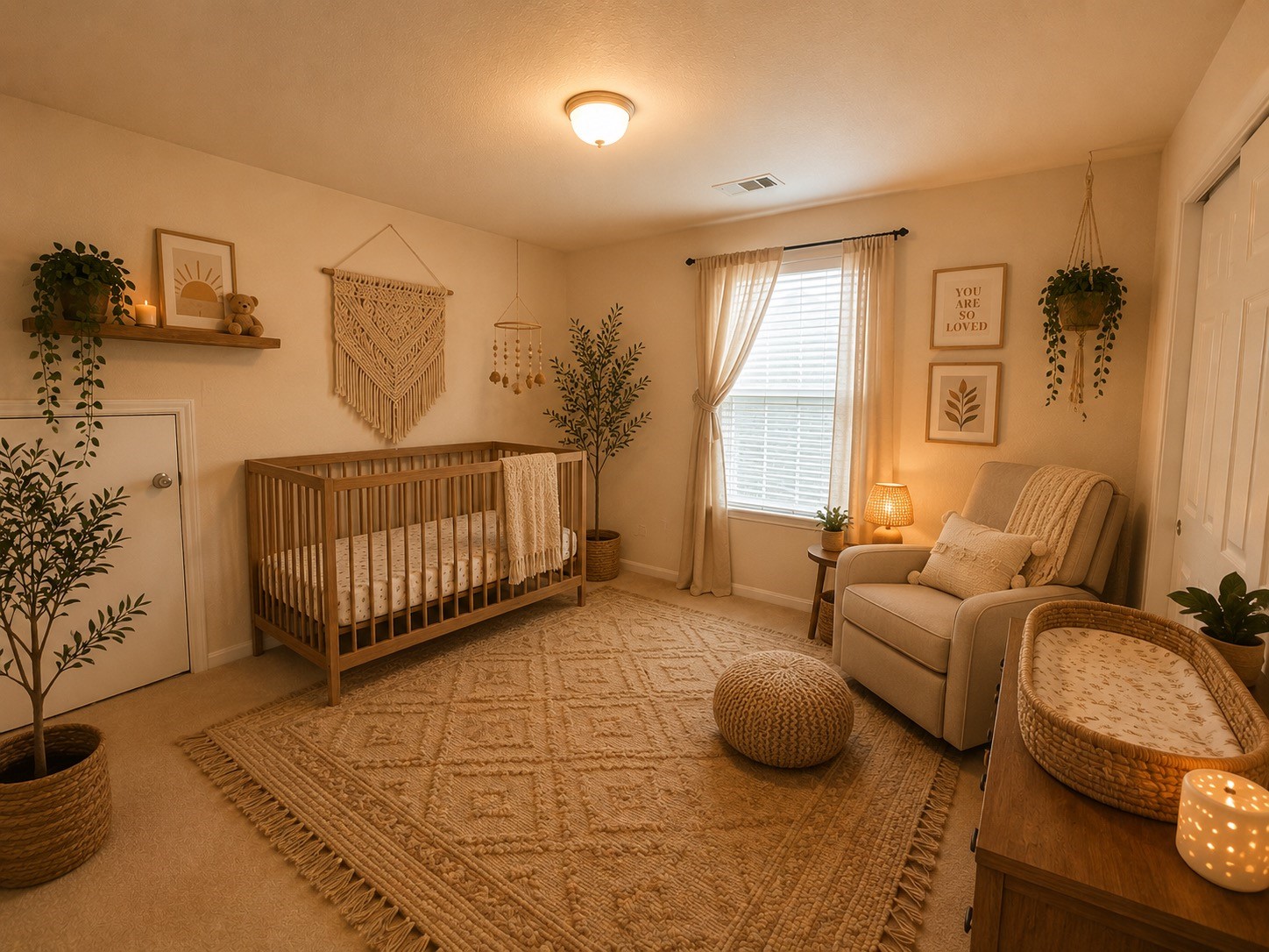 5410 Peppermint Lane Baytown, TX 77521 - Photo 15 of 22 Virtually staged as a nursery, this secondary bedroom showcases its potential as a peaceful retreat for your newest family member while remaining flexible for future needs.