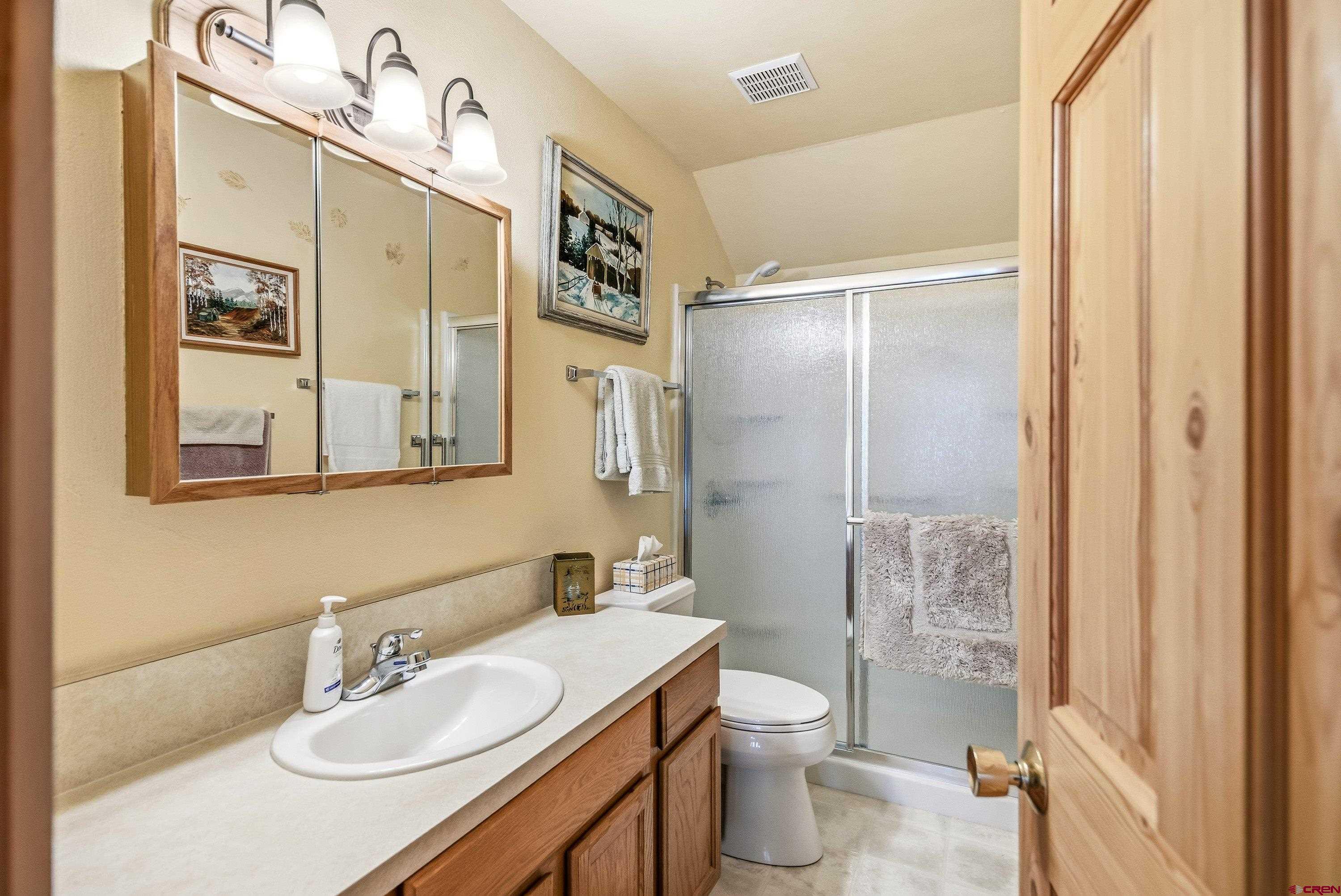 200 Lake Road Cimarron, CO 81220 - Photo 20 of 45 a bathroom with a sink toilet and shower