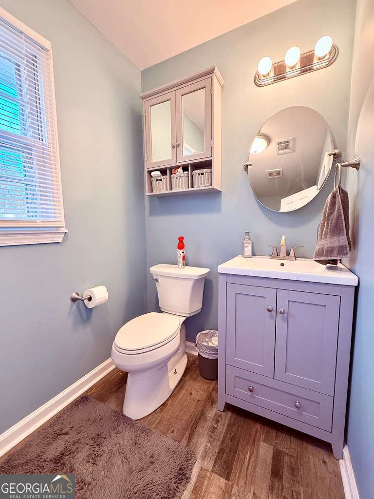 1881 Bell Telephone Road Hazlehurst, GA 31539 - Photo 41 of 71 a bathroom with a toilet a sink a mirror and a window