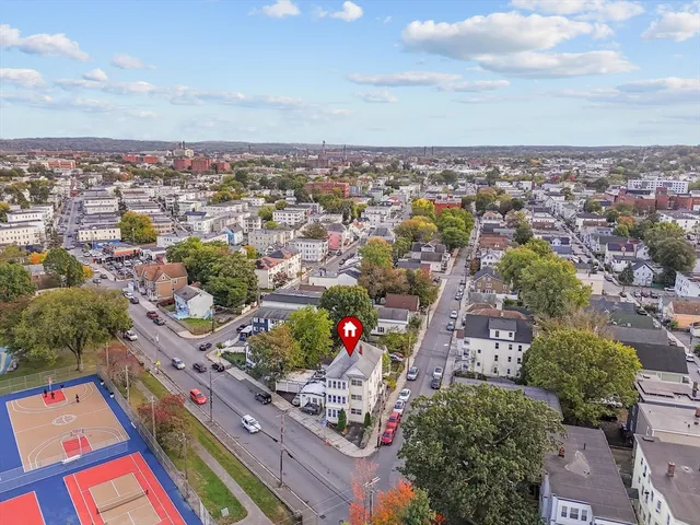 an aerial view of multiple house