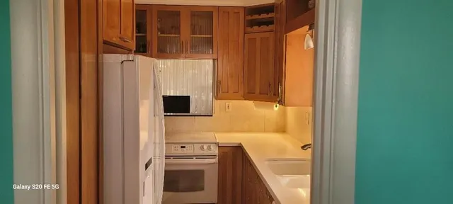 a bathroom with a sink and a shower