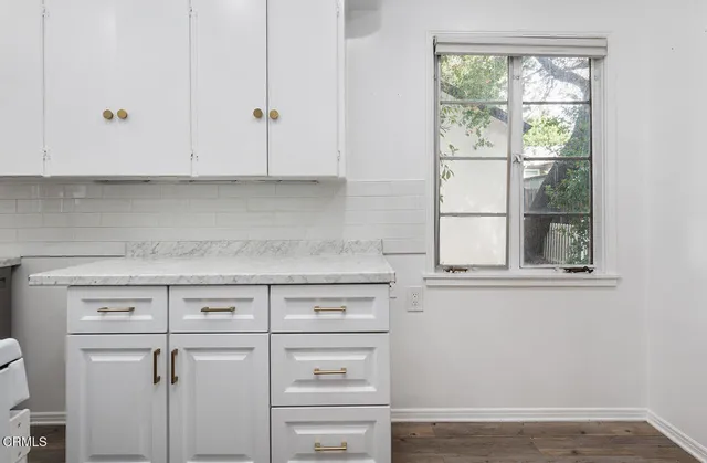 a view of cabinets with window