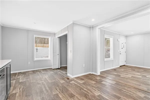 a view of livingroom with wooden floor