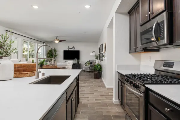 a bedroom with a bed and furniture