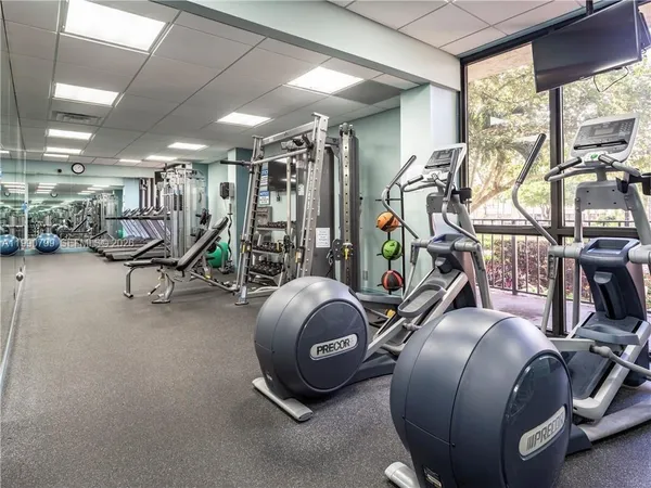 a view of a room with gym equipment