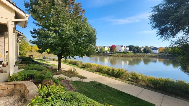 a view of a lake with houses